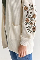 Sofia Embroidered Sleeve Long Cardigan