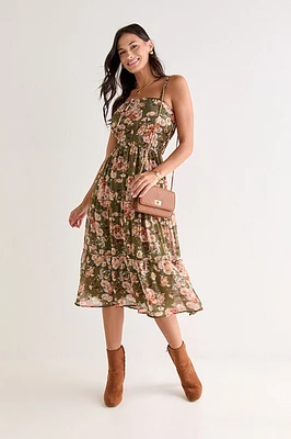 Rita Ruffle Tiered Floral Midi Dress