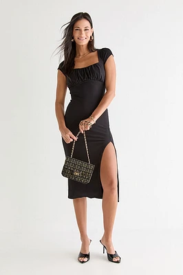 Kathy Fitted Slit Midi Dress