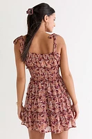 Alyssa Cinched Waist Floral Mini Dress