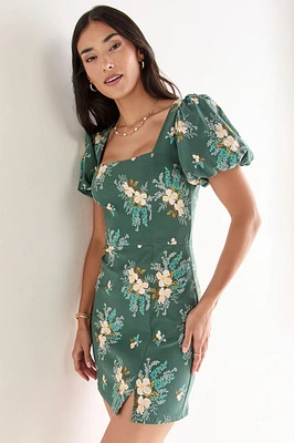 Kate Puff Sleeve Floral Mini Dress