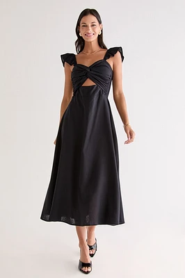 Vera Twist Front Flowy Midi Dress