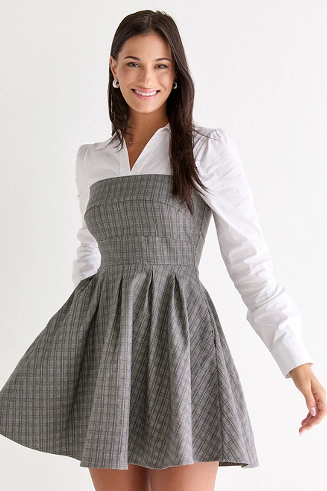 Jodi Twofer Plaid Mini Dress
