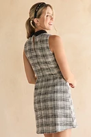 Lori Waisted Tweed Pearl Collar Mini Dress