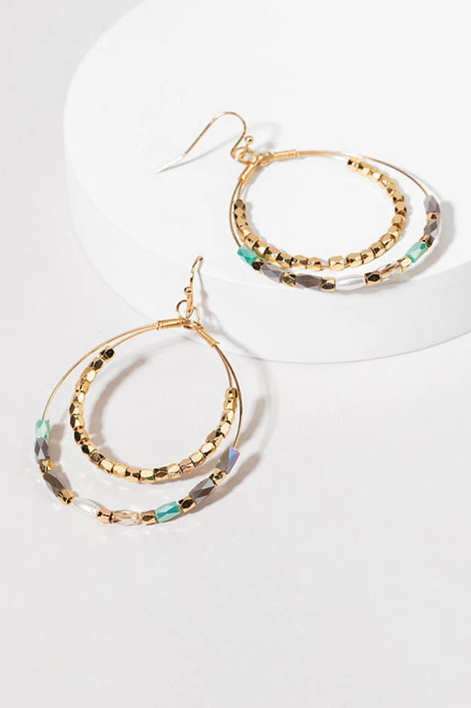 Kira Double Row Beaded Drop Earrings