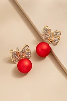 Kathy Ball On A Crystal Bow Drop Earrings