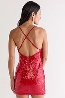 Nadia Cowl Neck Sequin Mini Dress