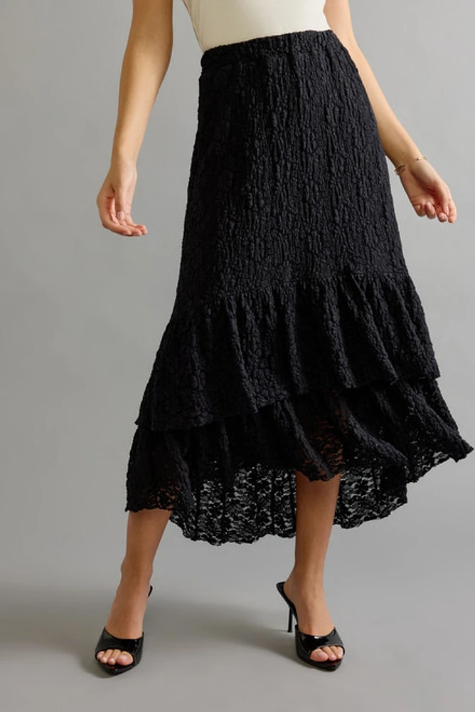 Susie Lace Tiered Midi Skirt