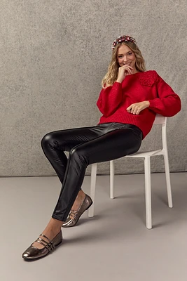 Heather Vegan Leather Leggings