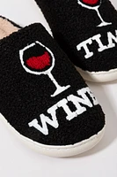 Wine Time Fuzzy Slippers