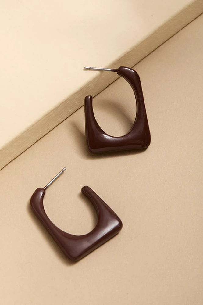 Tina Square Oval Chunky Hoop Earrings