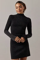 Meredith Mock Neck Glitter Mini Dress