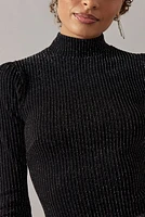 Meredith Mock Neck Glitter Mini Dress
