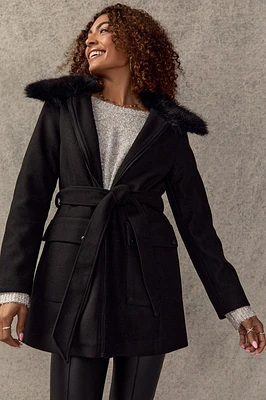 Kathie Faux Fur Collar Coat