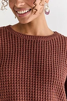 Andrea Waffle Dolman Pullover Sweater