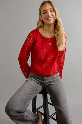 Dora Crewneck Allover Lace Blouse