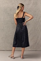 Helena Satin Jacquard Midi Dress