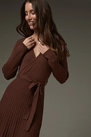 Eleanor Tie Waist Wrap Sweater Midi Dress