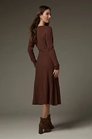 Eleanor Tie Waist Wrap Sweater Midi Dress