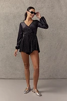 Lillian Glitter Knit Wrap Romper