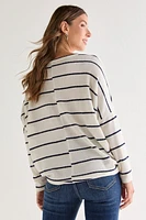 Candice Striped Long Sleeve Dolman Knit Top