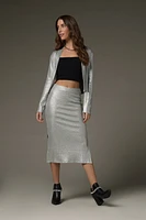 Kara Metallic Knit Midi Skirt