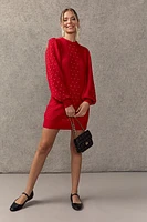 Jasmine Pearl Embellished Mini Sweater Dress