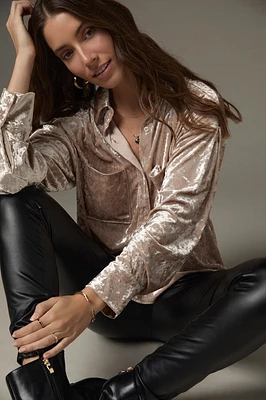 Marisol Crushed Velvet Button Down Top