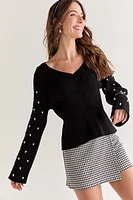 Nellie Pearl Embellished Pullover Sweater