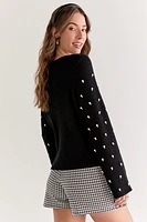 Nellie Pearl Embellished Pullover Sweater