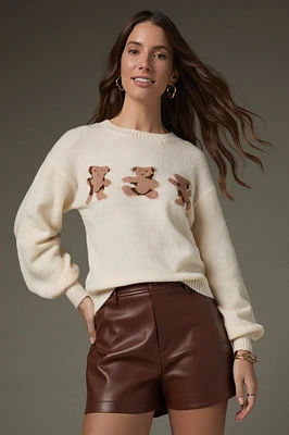 Jackie Teddy Graphic Pullover Sweater