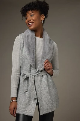 Julia Sleeveless Faux Fur Collar Cardigan
