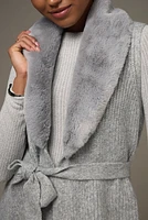 Julia Sleeveless Faux Fur Collar Cardigan