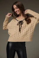 Tara Lace Ribbon Cable Knit Pullover Sweater