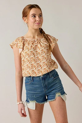 Hello Franki Short Sleeve Floral Top for girls