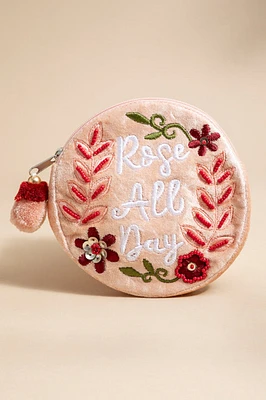 Rose All Day Floral Velvet Pouch