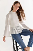 Sallie Mock Neck Twofer Blouse