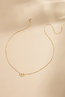 Jannie Pearled Circle Pendant Paperclip Necklace