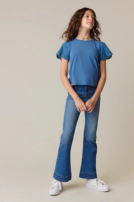 Hello Franki Eyelet Sleeve Tee for girls