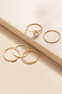 Tine Mixed Style Gold Ring Set