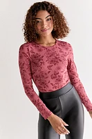 yummi by francesca's Long Sleeve Postcard Print Bodysuit