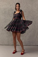 Alana Ruffle Tiered Plaid Mini Dress