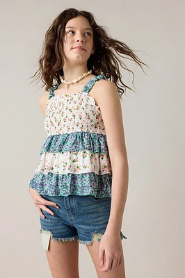 Hello Franki Sleeveless Floral Tiered Top for girls