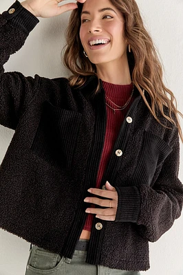 Matilda Waffle Sherpa Cropped Jacket