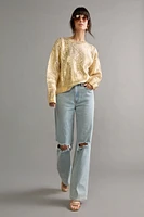 Adrienne Foil Cable Knit Pullover Sweater