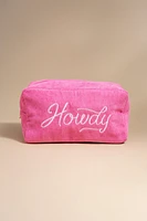 Howdy Neon Pink Corduroy Cosmetic Bag