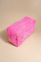 Howdy Neon Pink Corduroy Cosmetic Bag