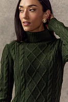 May Cable Knit Mini Sweater Dress