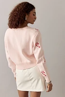 Tammie Candy Cane Embroidered Short Cardigan