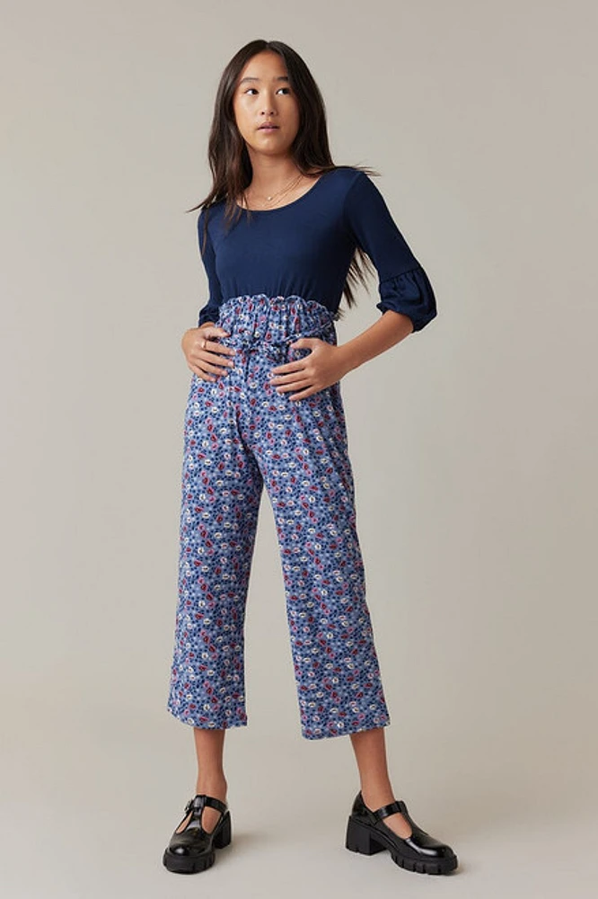 Hello Franki Ditsy Floral Half Sleeve Jumpsuit for girls